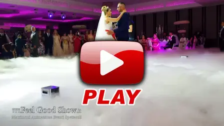 Effetto scenografico "Ballo Sopra le Nuvole" con fumo basso prodotto da dry ice low fog machine, per un ingresso sposi o ballo romantico unico