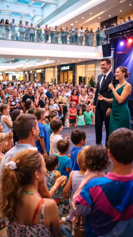 Animazione e presentazione durante evento tematico in centro commerciale